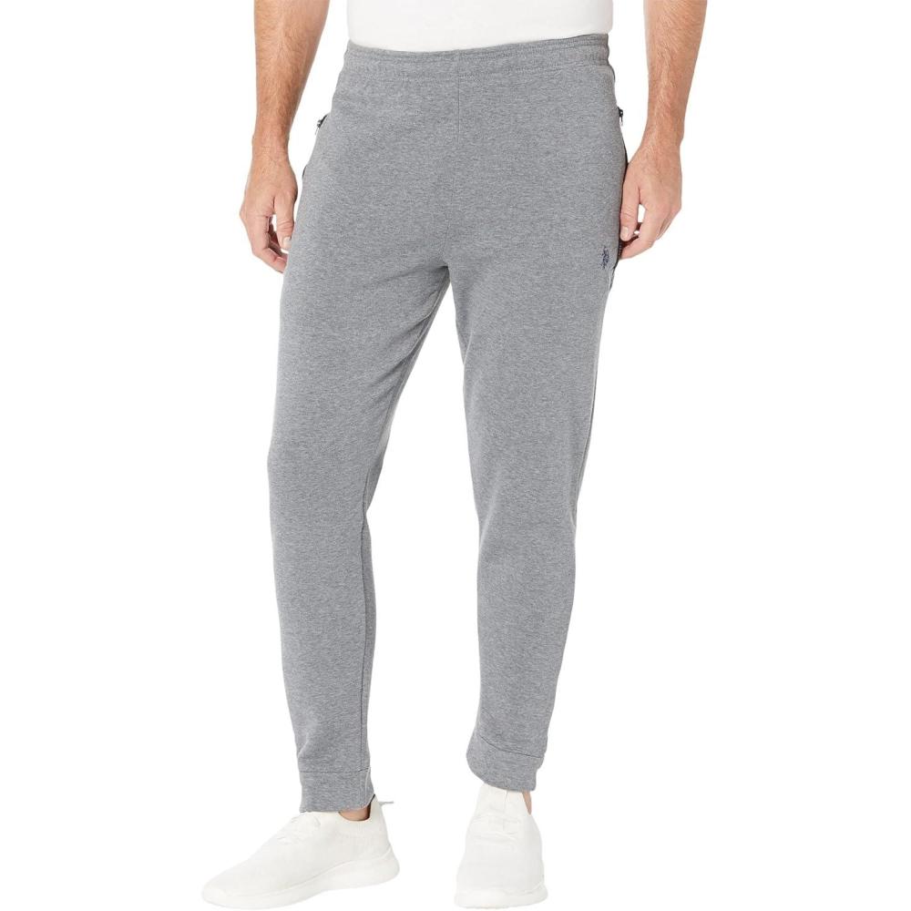 imageUS Polo Assn Mens Zip Pocket Fleece PantsCampus Heather Grey