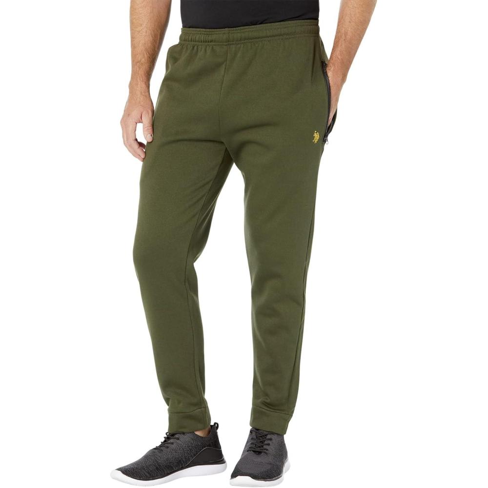 imageUS Polo Assn Mens Zip Pocket Fleece PantsGreen Beret