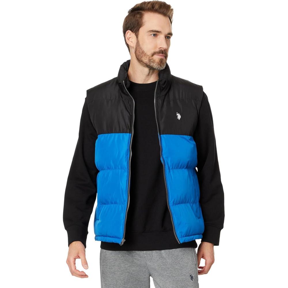 imageUS Polo Assn womens Uspa Colorblock Puffer VestBlue Falls