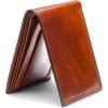 Bosca Men’s Old Leather Bifold Wallet with ID Window and Card Slots – Italian Leather, Durable and Stylish, Black(Amber)