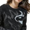 DKNY Long Sleeve Tiger Eye Sweater(Black/Smoke Grey Heather)