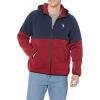 U.S. Polo Assn. Men’s Reversible Poly Shell to Fleece Hooded Jacket(University Red 9029)