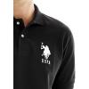 U.S. Polo Assn. Mens Solid Pique Polo Shirt(Black)