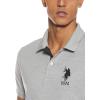 U.S. Polo Assn. Mens Solid Pique Polo Shirt(Heather Grey/Black-6543)