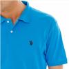 U.S. Polo Assn. Mens Solid Pique Polo Shirt(Horizon Blue/Blue Raft)