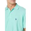 U.S. Polo Assn. Mens Solid Pique Polo Shirt(Jade Green Heather/Navy)