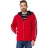 U.S. Polo Assn. mens Uspa Uspa Full Zip Sleeve Stripe Hoodie(Engine Red)