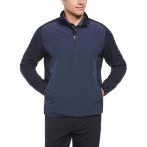 Callaway mens Long Sleeve 1/4 Zip Wind Jacket(Peacoat Heather)