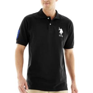 U.S. Polo Assn. Mens Solid Pique Polo Shirt(Black)