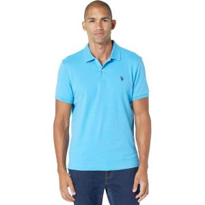U.S. Polo Assn. Mens Solid Pique Polo Shirt(Blue Fin Heather)