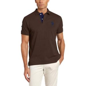 U.S. Polo Assn. Mens Solid Pique Polo Shirt(Brown Heather)