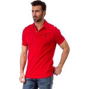 U.S. Polo Assn. Mens Solid Pique Polo Shirt(Havana Red)