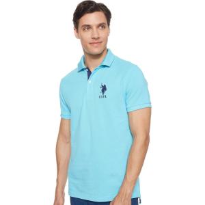 U.S. Polo Assn. Mens Solid Pique Polo Shirt(Horizon Blue)