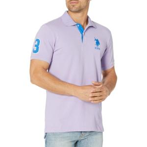 U.S. Polo Assn. Mens Solid Pique Polo Shirt(Lavender)