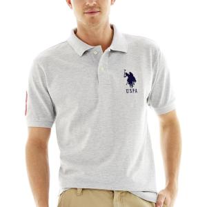 U.S. Polo Assn. Mens Solid Pique Polo Shirt(Light Heather Gray)