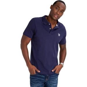 U.S. Polo Assn. Mens Solid Pique Polo Shirt(Navy white)