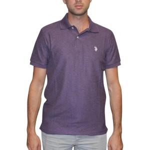 U.S. Polo Assn. Mens Solid Pique Polo Shirt(Purple Mountain Heather)
