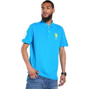 U.S. Polo Assn. Mens Solid Pique Polo Shirt(Teal Blue)