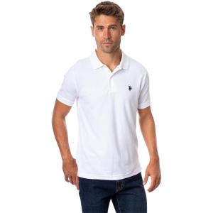 U.S. Polo Assn. Mens Solid Pique Polo Shirt(White/Black)