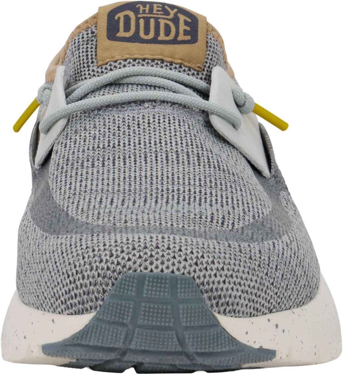 imageHey Dude Sirocco Dual Knit Sneakers for Men Removable Foam Insole Textile Upper RoundToe DesignLight GreyWhite