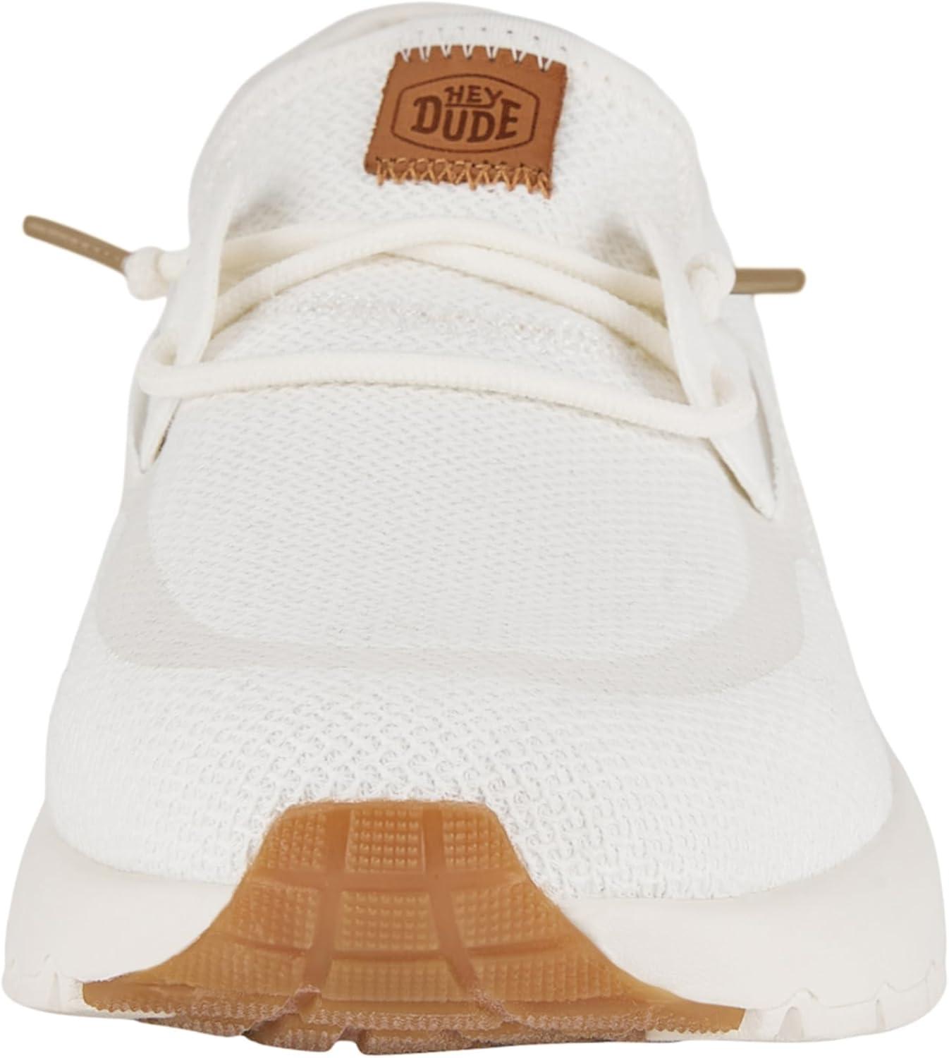 imageHey Dude Sirocco Dual Knit Sneakers for Men Removable Foam Insole Textile Upper RoundToe DesignWhiteWhite