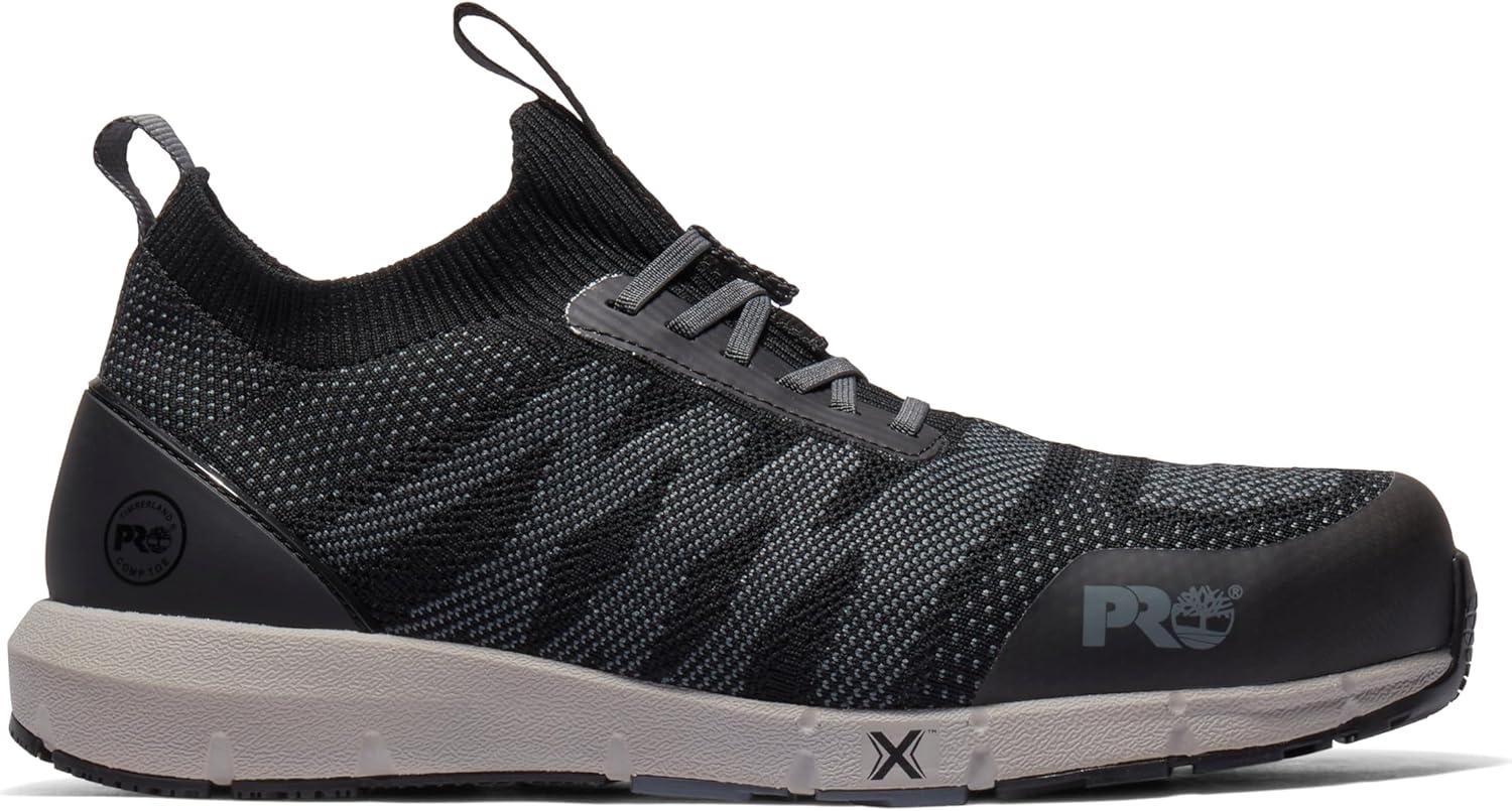 imageTimberland PRO Mens Radius Knit Composite Safety Toe Industrial Athletic Work ShoeBlackGrey