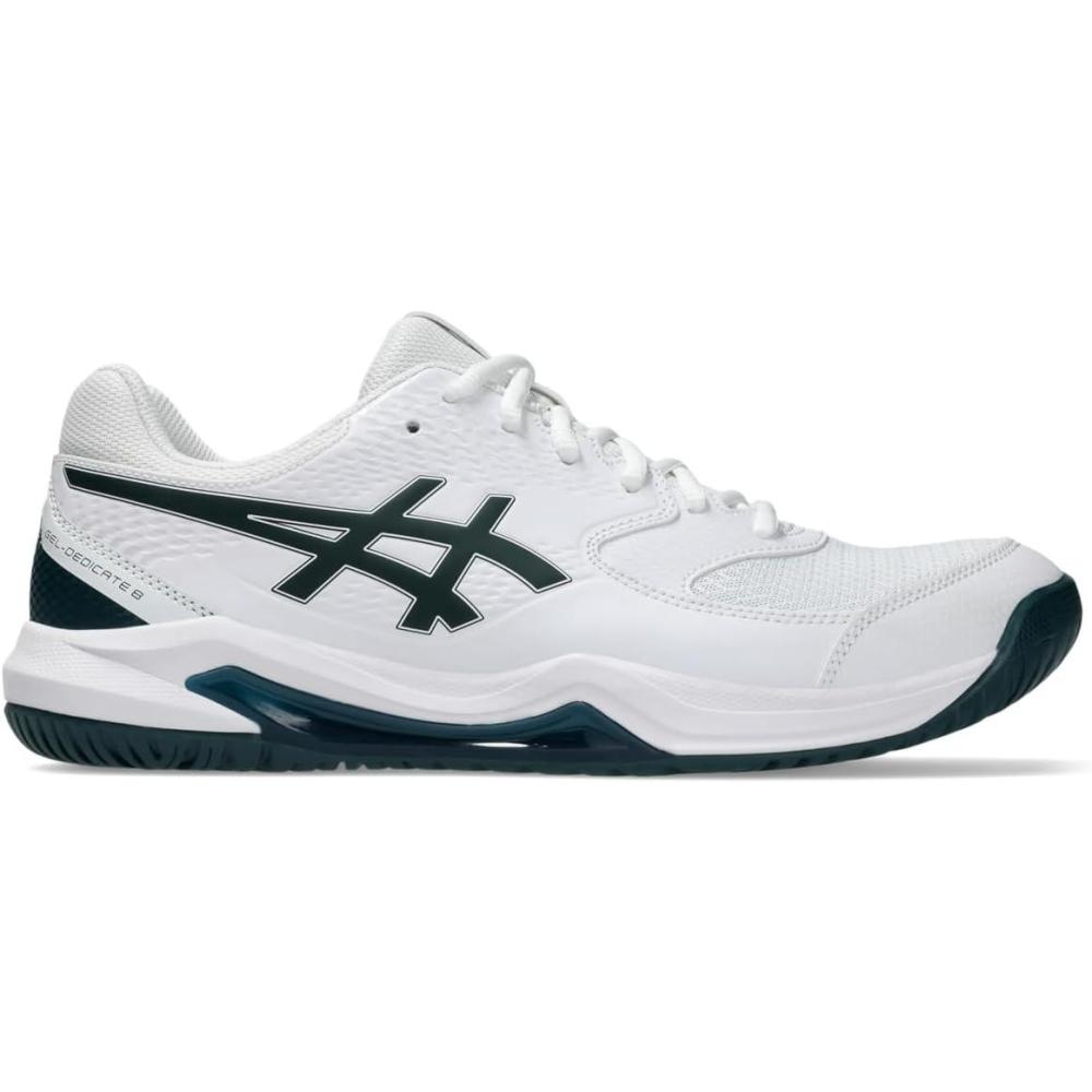 imageASICS Mens GelDedicate 8 Tennis ShoesWhiteSaxon Green