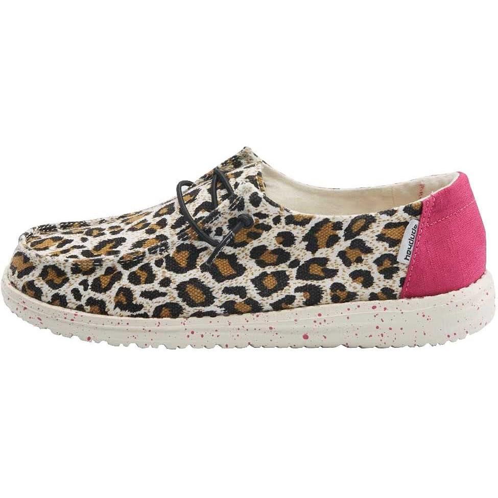 imageHey Dude Girls Wendy Youth Multiple Sizes ampamp Colors  Girls Shoes  Girls Lace Up Loafers  Lightweight ampamp ComfortableCheetah