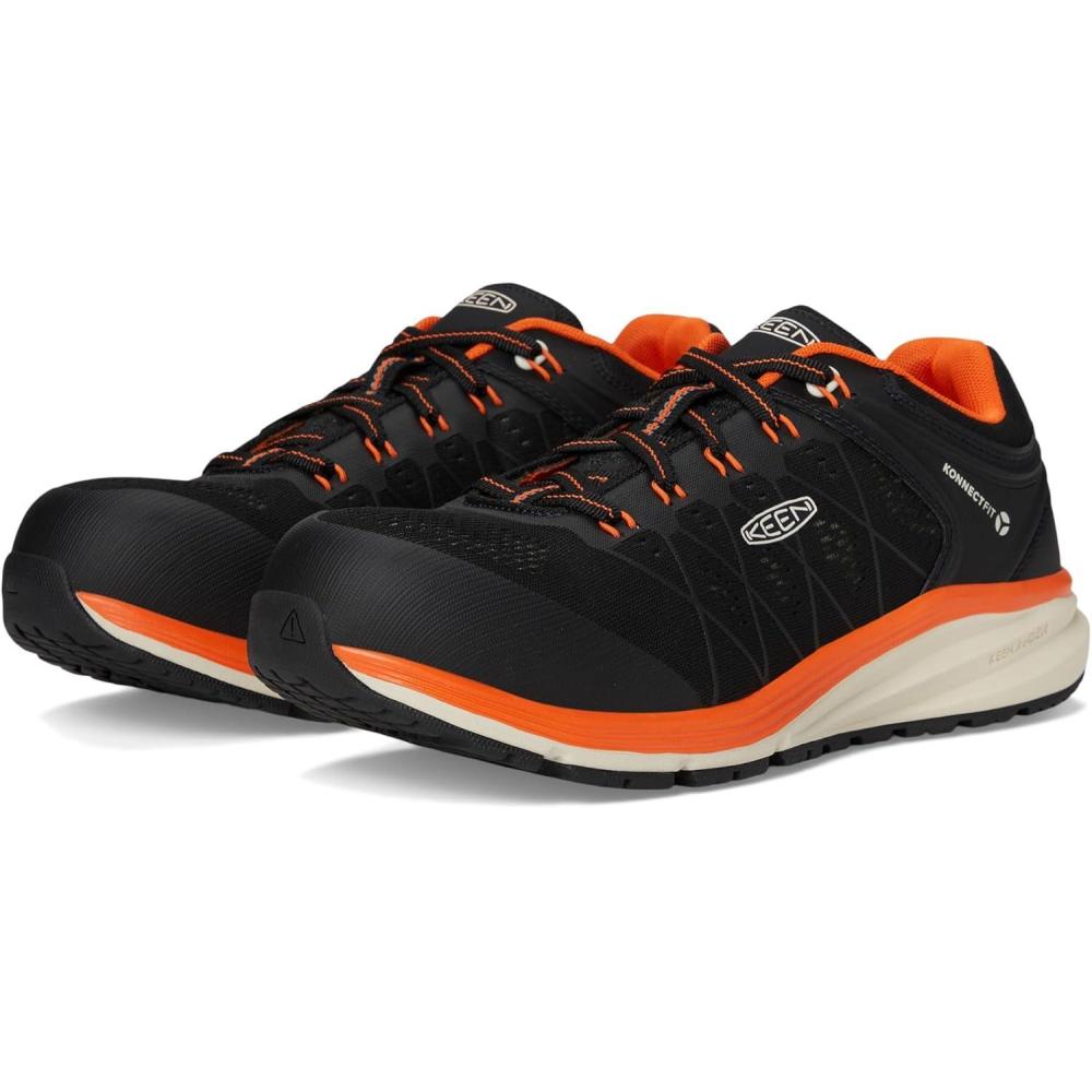 imageKEEN Utility Mens Vista Energy Low Height Sneakers Composite Toe Industrial Work ShoesBlackScarlet Ibis