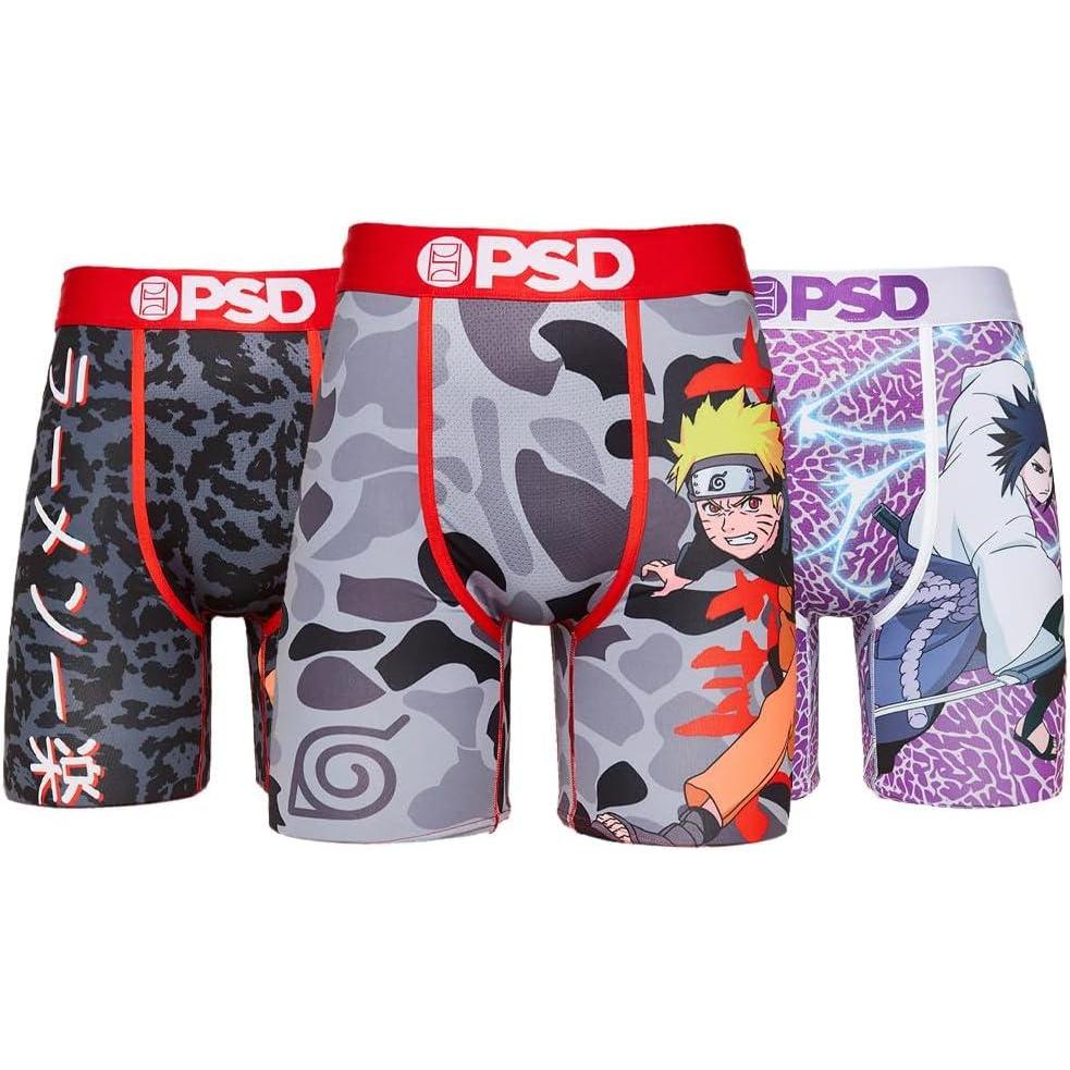imagePSD Mens Boxer Briefs  Cartoons Standard Length Underwear Pack ampamp Singles Breathable Moisture Wicking Boxer Briefs for MenNaruto 3pack