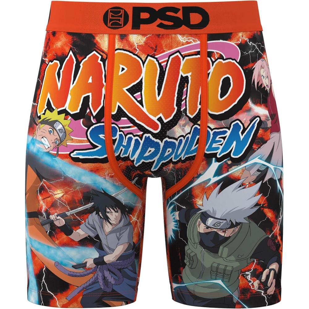 imagePSD Mens Boxer Briefs  Cartoons Standard Length Underwear Pack ampamp Singles Breathable Moisture Wicking Boxer Briefs for MenNaruto Squad