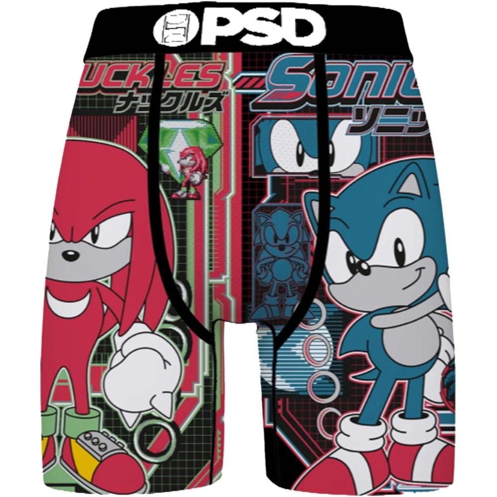 imagePSD Mens Boxer Briefs  Cartoons Standard Length Underwear Pack ampamp Singles Breathable Moisture Wicking Boxer Briefs for MenSonic Vs Knuckles
