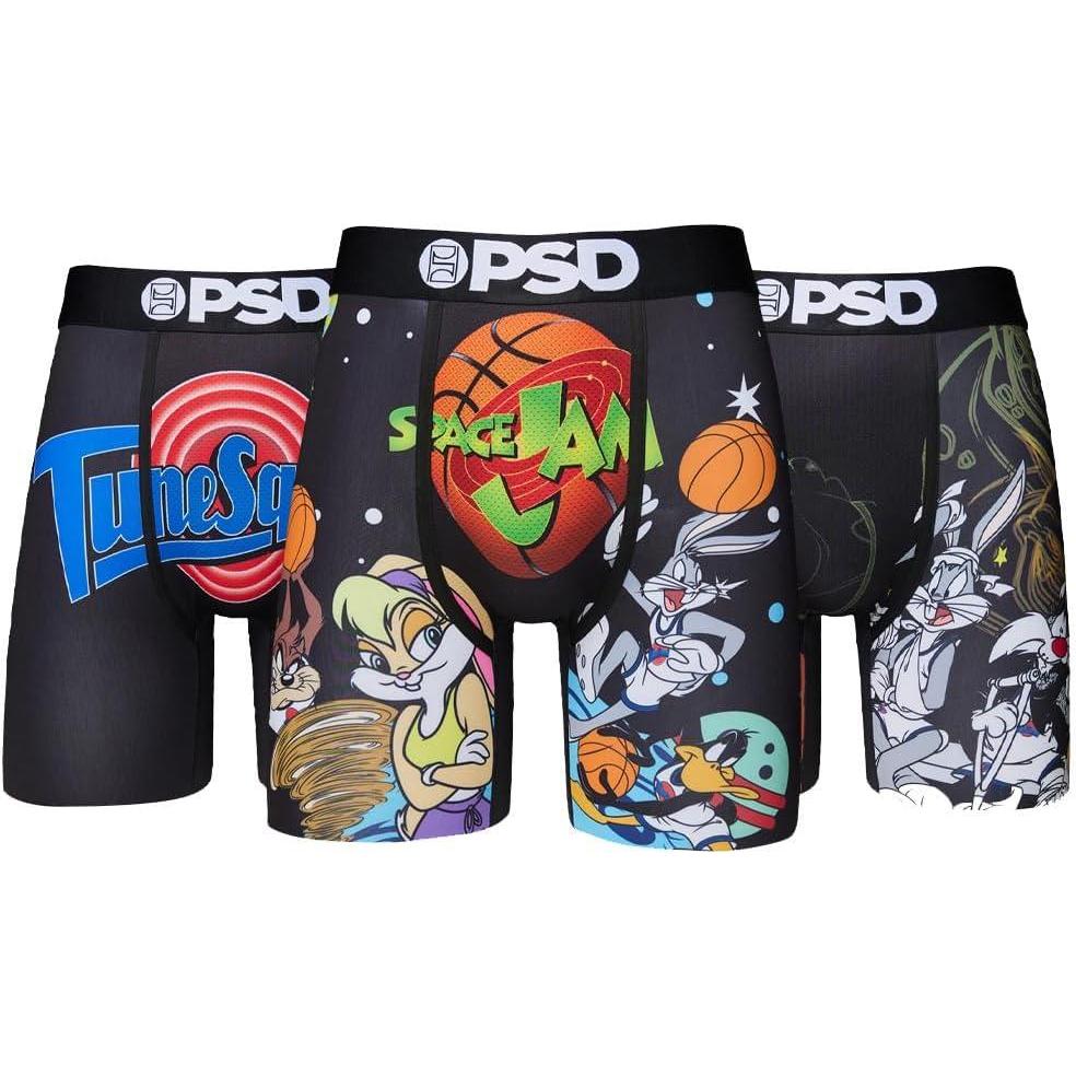 imagePSD Mens Boxer Briefs Cartoons Standard Length Underwear Pack ampamp Singles Breathable Moisture Wicking Boxer Briefs for MenSpace Jam 96 3pack