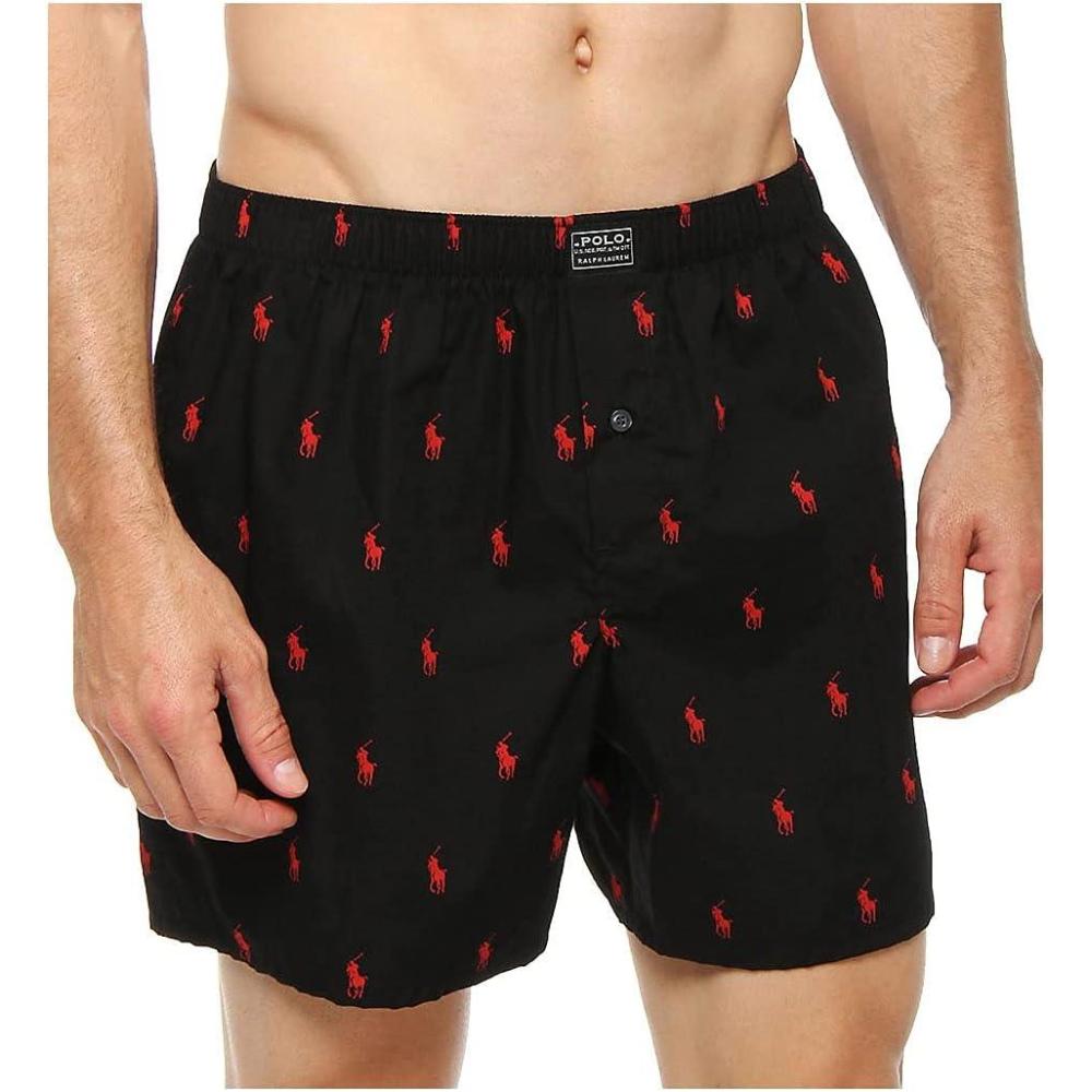 imagePolo Ralph Lauren Mens All Over Pony Player Woven BoxerBlack  Red