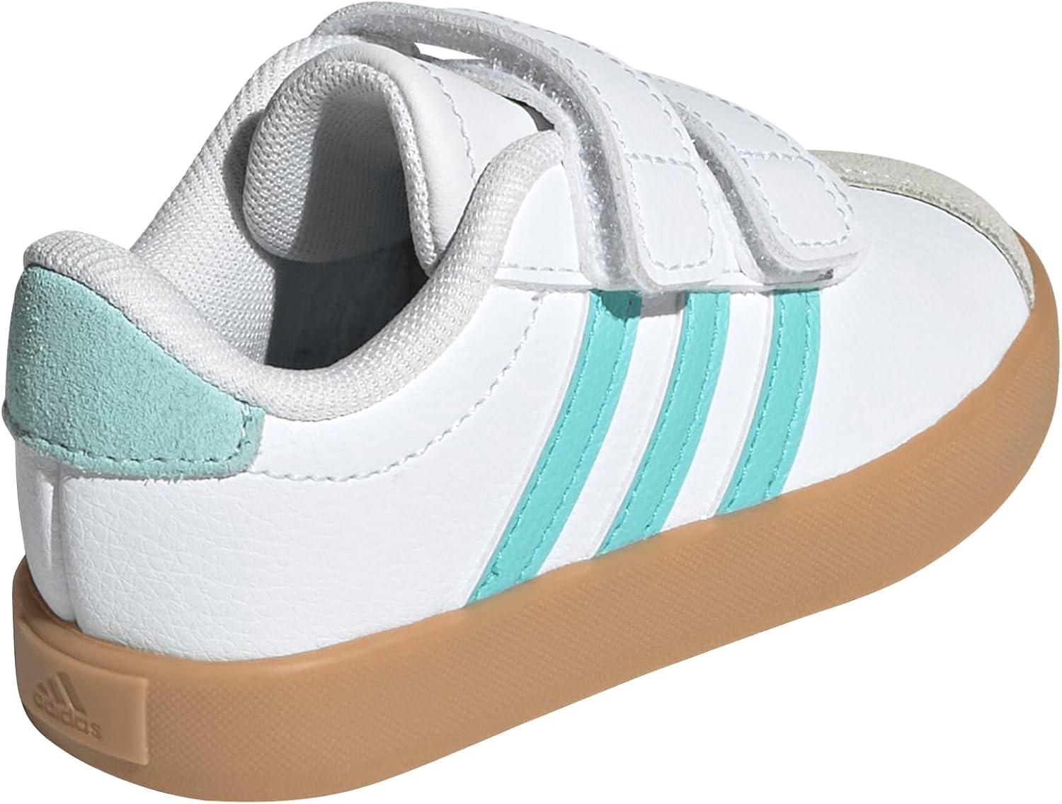 imageAdidas BabyBoys Vl Court 30 Hook ampamp Loop SneakerWhiteFlash AquaAlumina
