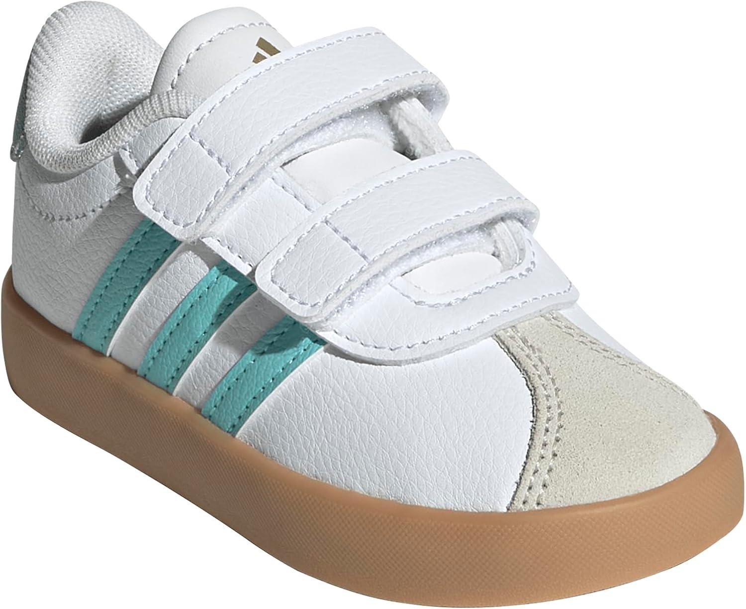 imageAdidas BabyBoys Vl Court 30 Hook ampamp Loop SneakerWhiteFlash AquaAlumina