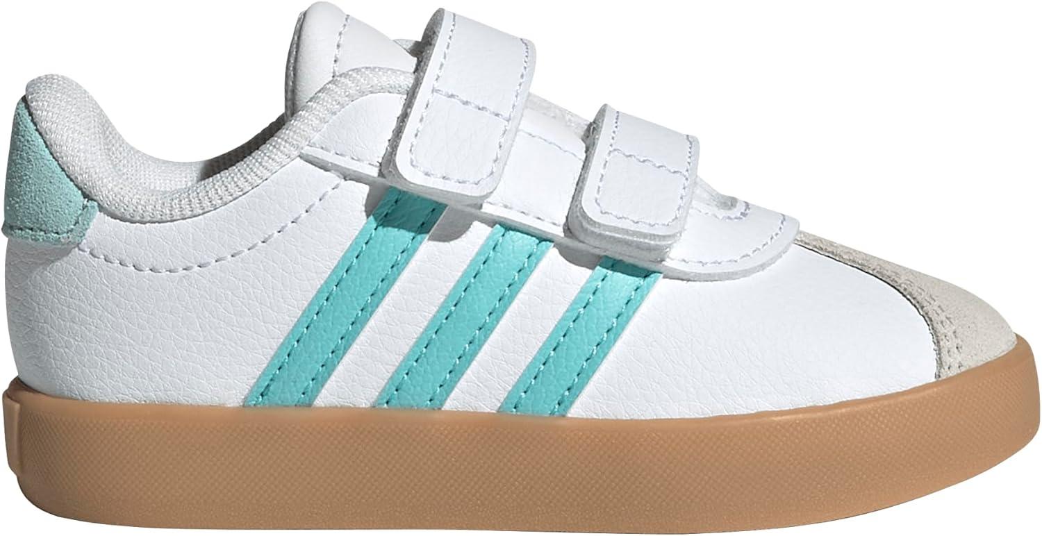 imageAdidas BabyBoys Vl Court 30 Hook ampamp Loop SneakerWhiteFlash AquaAlumina