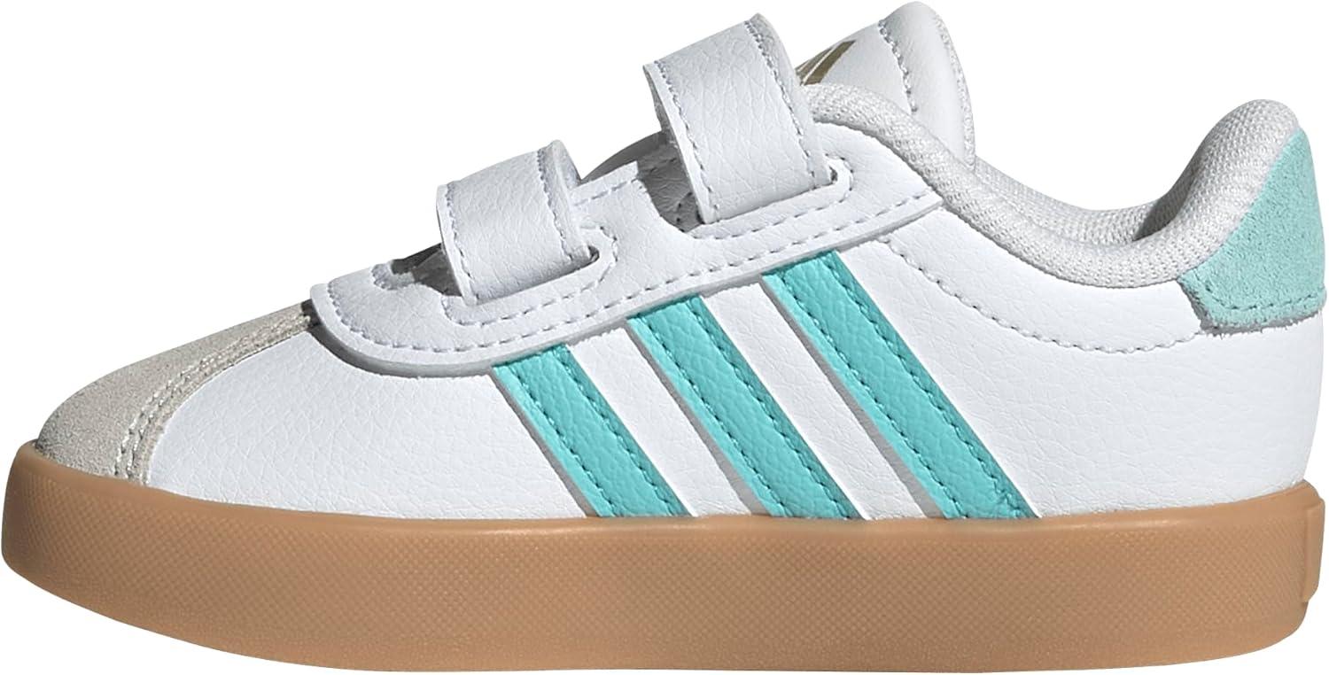 imageAdidas BabyBoys Vl Court 30 Hook ampamp Loop SneakerWhiteFlash AquaAlumina
