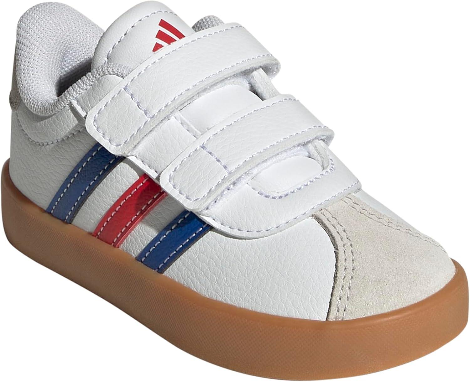 imageAdidas BabyBoys Vl Court 30 Hook ampamp Loop SneakerWhiteTeam Royal BlueBetter Scarlet