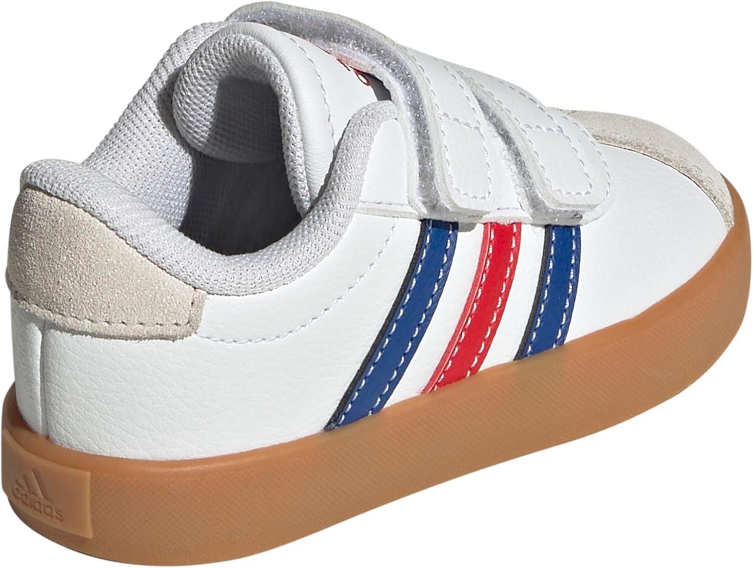 imageAdidas BabyBoys Vl Court 30 Hook ampamp Loop SneakerWhiteTeam Royal BlueBetter Scarlet