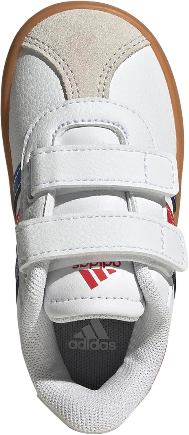 imageAdidas BabyBoys Vl Court 30 Hook ampamp Loop SneakerWhiteTeam Royal BlueBetter Scarlet