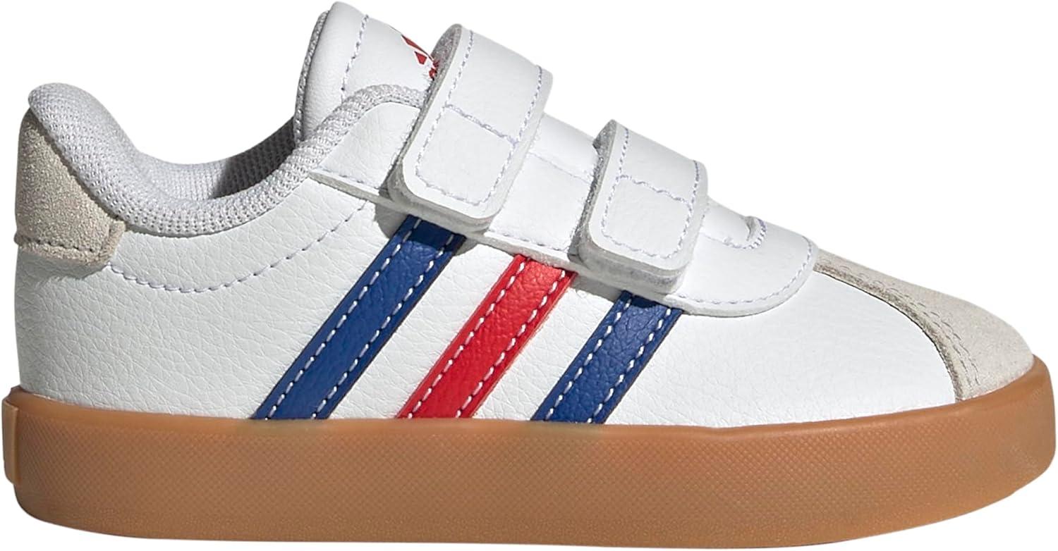 imageAdidas BabyBoys Vl Court 30 Hook ampamp Loop SneakerWhiteTeam Royal BlueBetter Scarlet