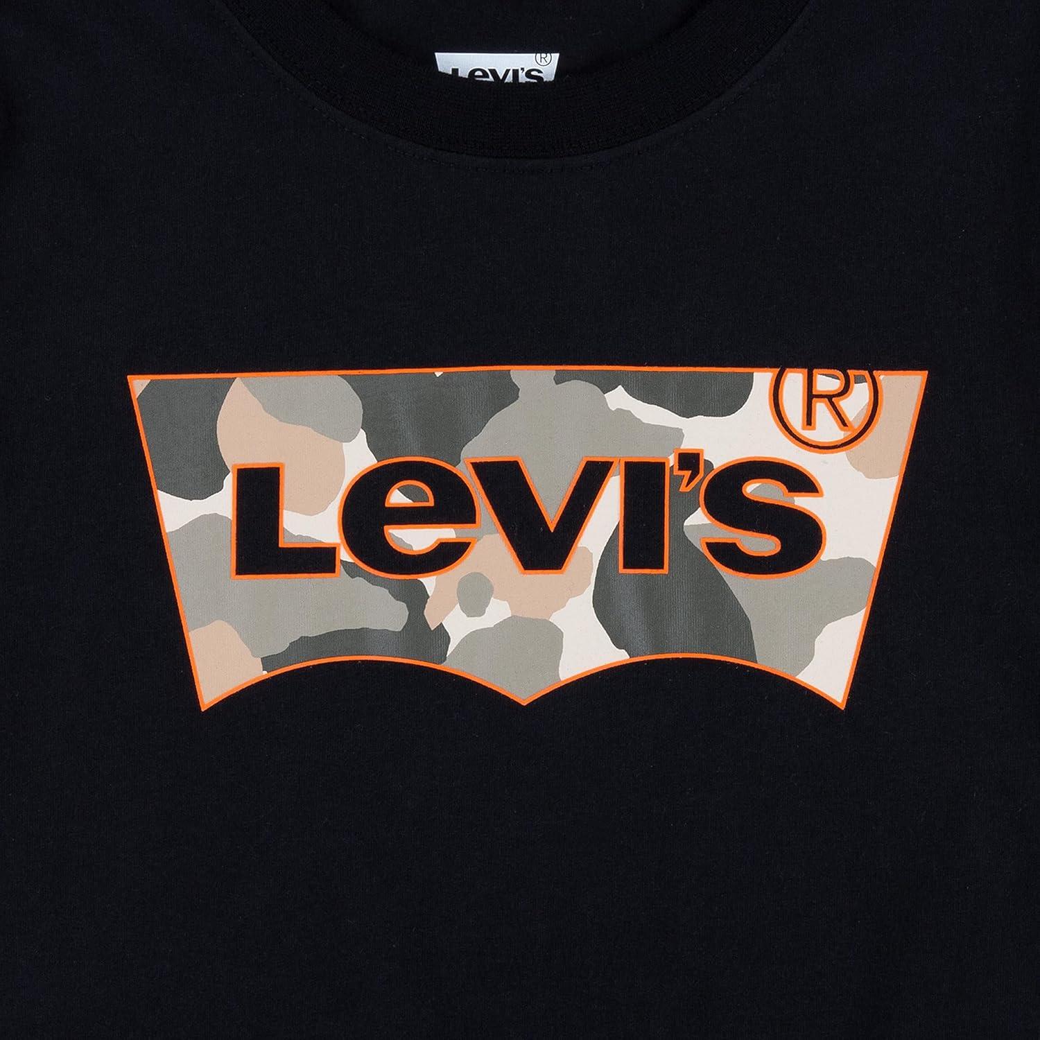 imageLevis Boys Batwing Fill TShirtBlackCamoOrange