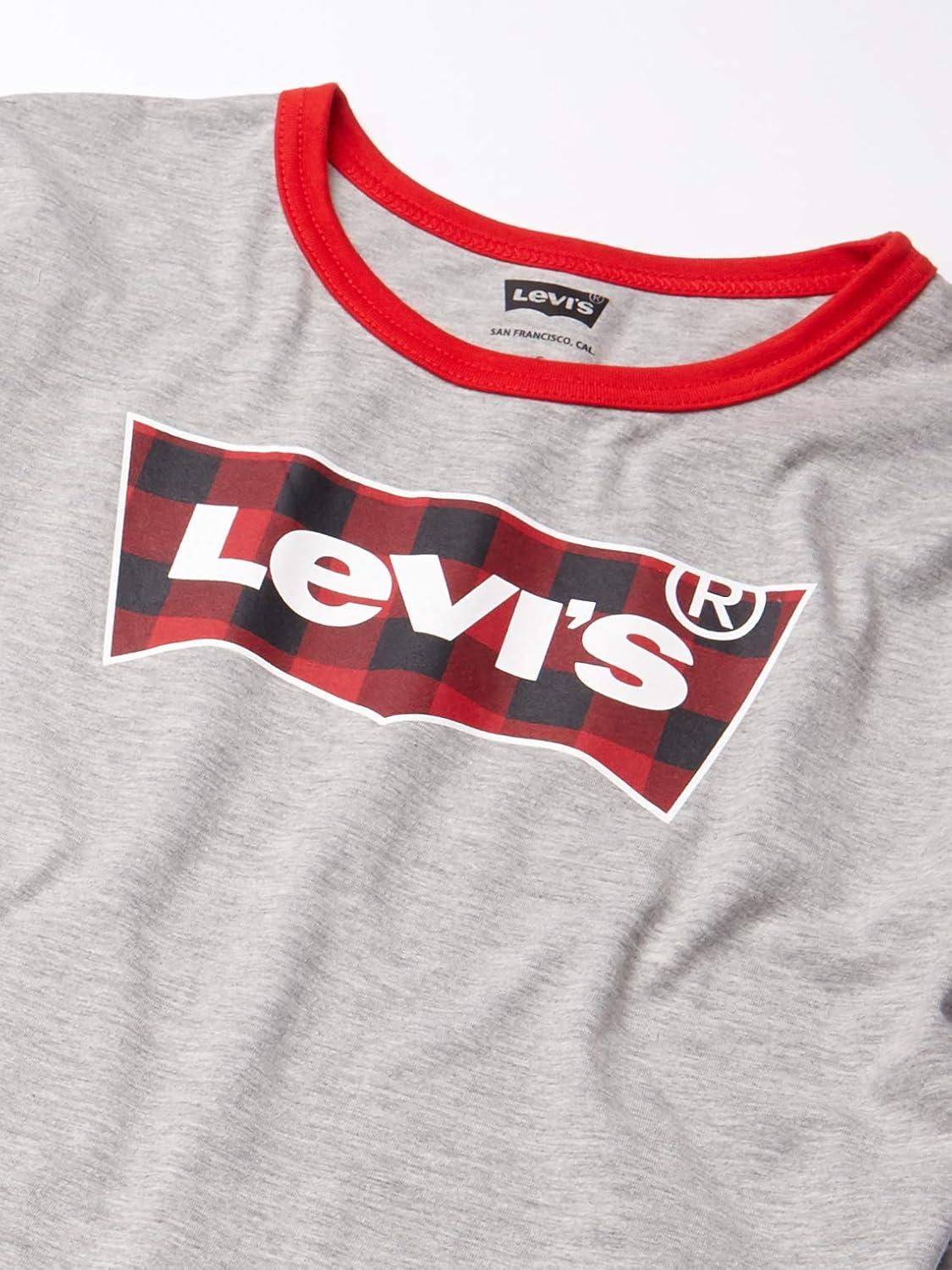 imageLevis Boys Batwing Fill TShirtGreyPlaid