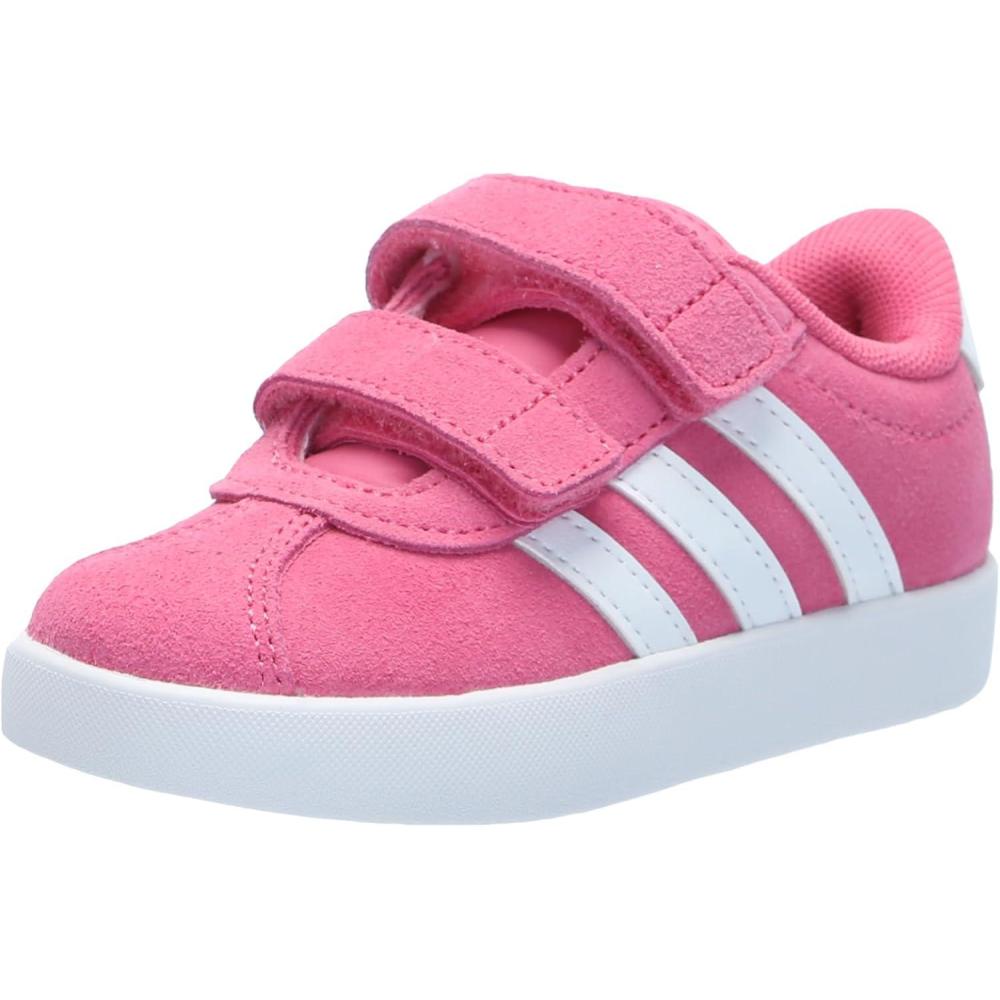 imageAdidas BabyBoys Vl Court 30 Hook ampamp Loop SneakerPink FusionWhiteGrey