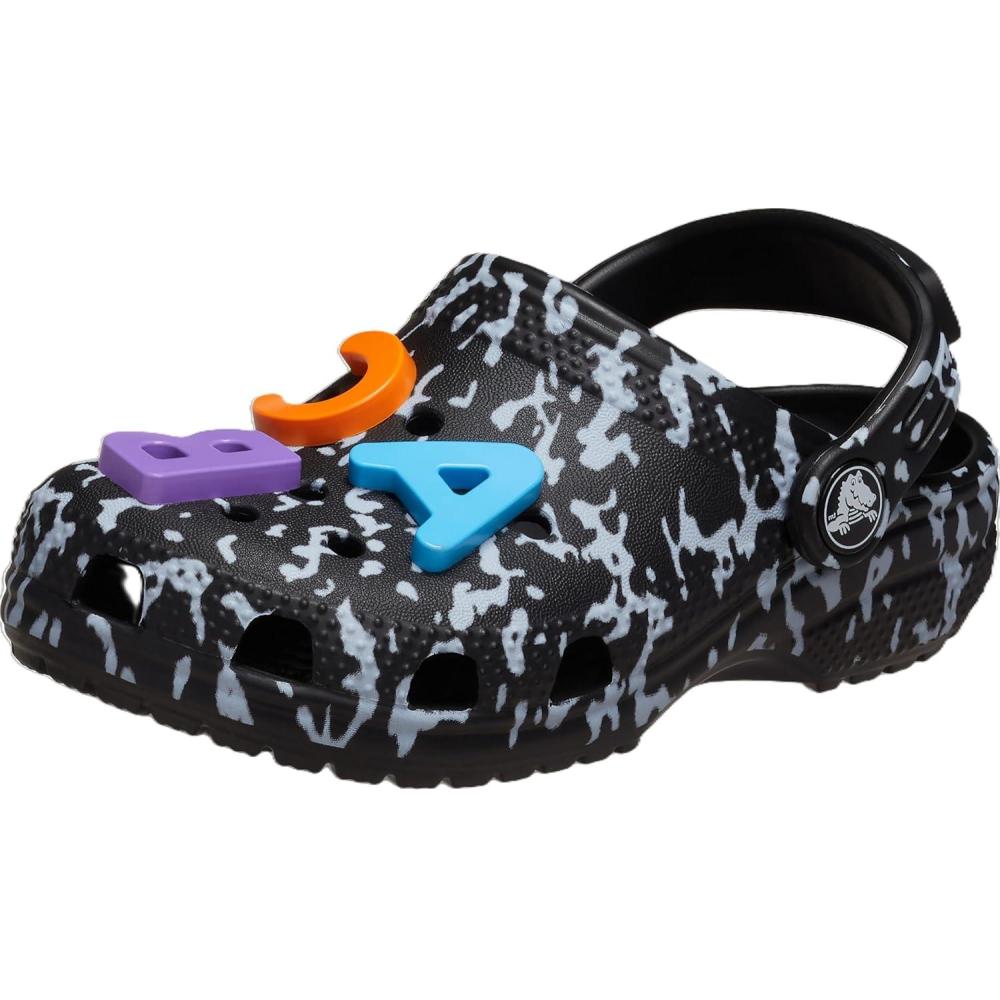imageCrocs UnisexChild Classic Graphic ClogBlackWhite
