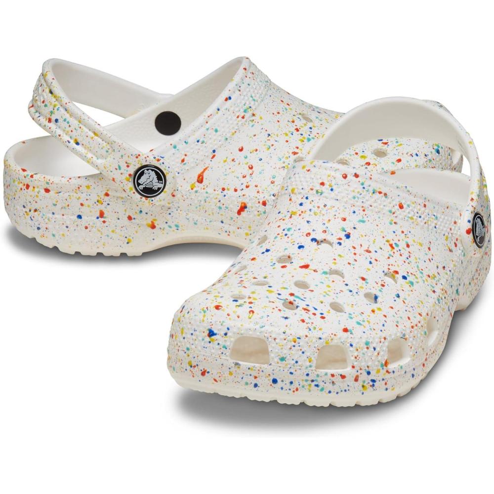 imageCrocs UnisexChild Classic Graphic ClogWhiteMulti Paint Splatter