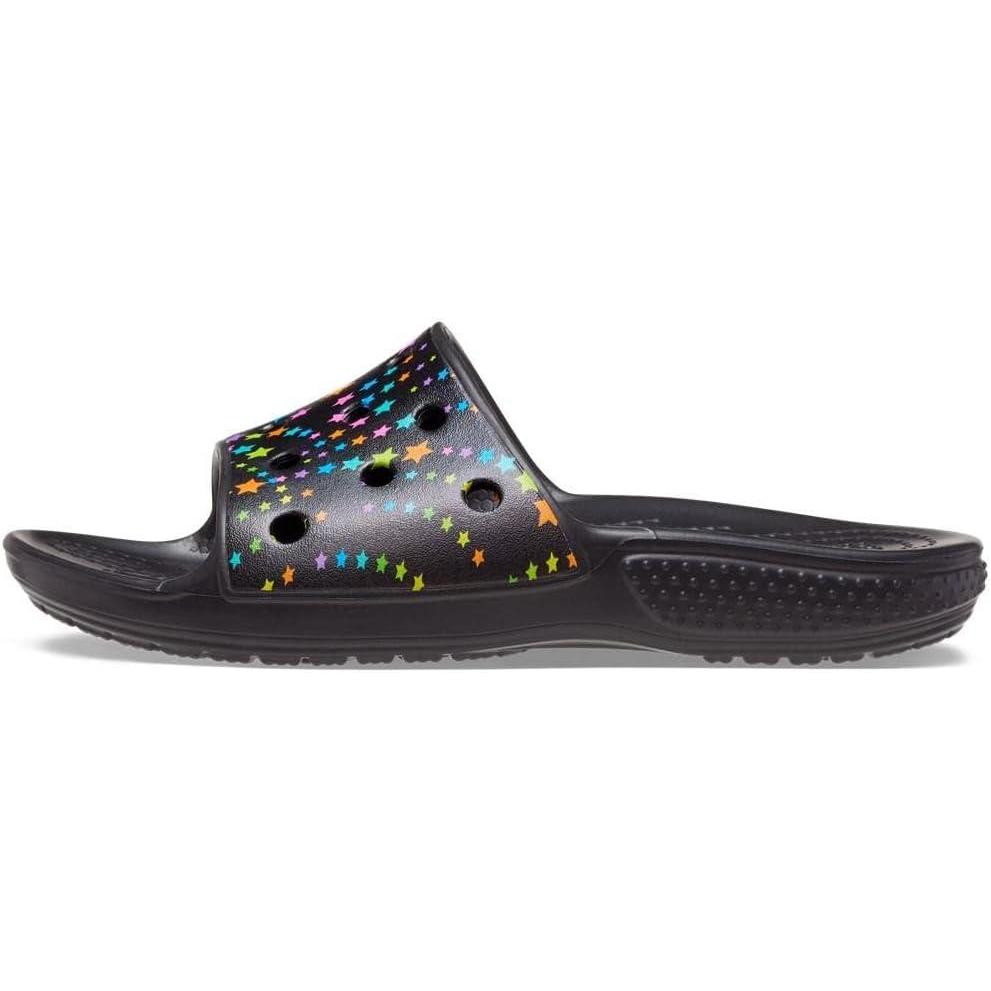 imageCrocs UnisexChild Classic Printed Slide SandalBlackMulti Disco Dance Party