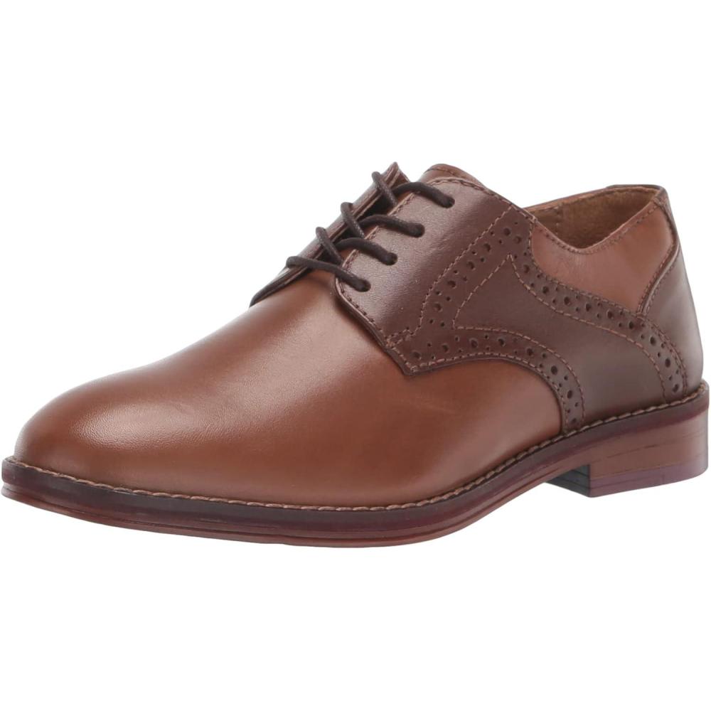 imageJohnston ampamp Murphy Big Kid Conard Saddle Boys LaceUp Dress ShoeTanDark Brown Fg Leather