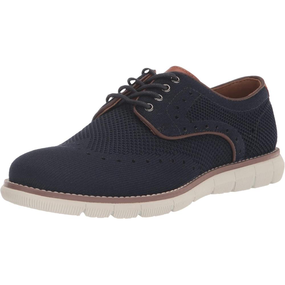 imageJohnston ampamp Murphy Big Kid Holden Knit Wingtip Boys Dress Casual LaceUp ShoeNavy Knit